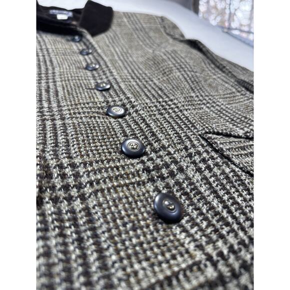 Paul Costelloe Dressage Wool Tweed Blazer Mocha Check Velvet Collar SZ 6 Regal - Picture 2 of 12